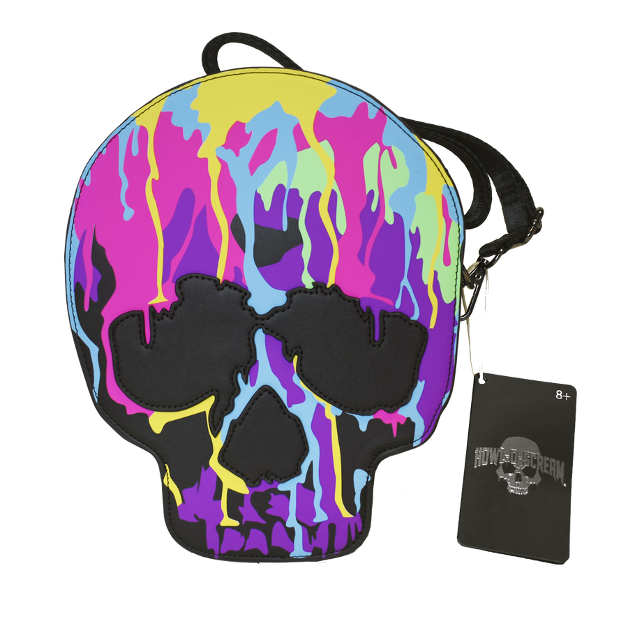 Howl-O-Scream Neon Drip Skull Loungefly Purse front