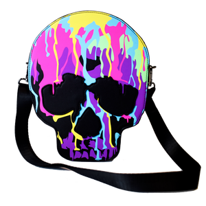 Howl-O-Scream Neon Drip Skull Loungefly Purse front
