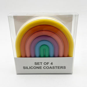 Rainbow Pastel Set of 4 Silicon Coasters in package