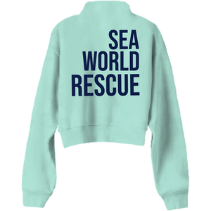 SeaWorld Rescue Navy Mint Junior 1-4 Zip Crop Fleece back