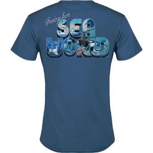 SeaWorld Greetings From Orlando Blue Men's Tee back
